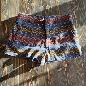 Free People High Rise Multi Color Print Linen Blend Short Size 6
